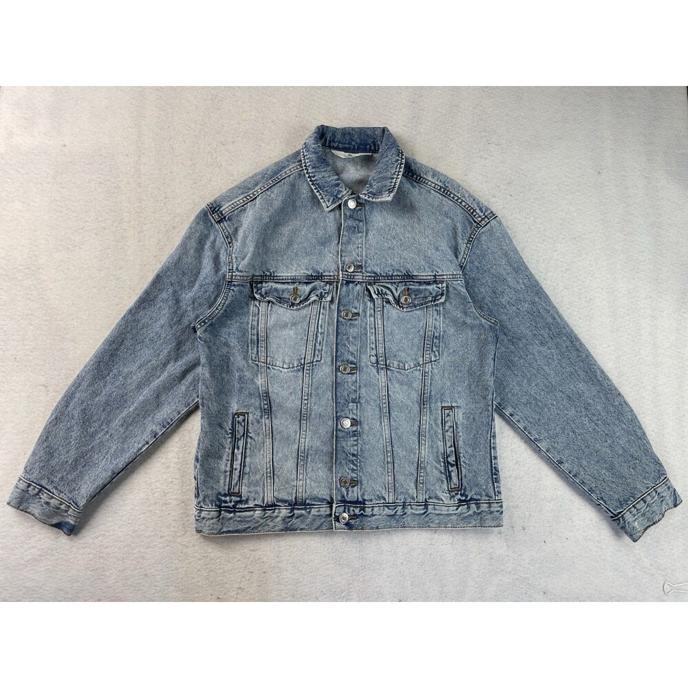 H&M Youth 20 14yr + Blue Denim Trucker Jacket 100% Cotton
